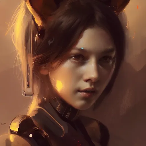 Image similar to portrait of a beautiful cute girl with robot ears falling into the third dimension by greg rutkowski, 4k, intricate details