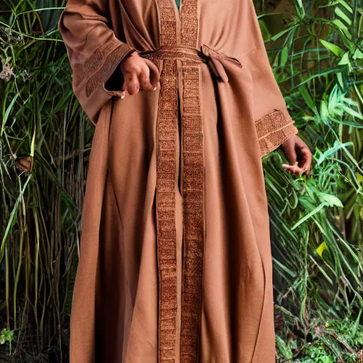 Image similar to Brown Jedi Robe, intricate detail, new, displayed, product photo, realistic, photoshoot, product, high quality