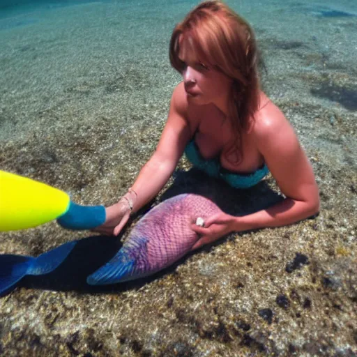 Image similar to a crime scene photo of a mermaid attack