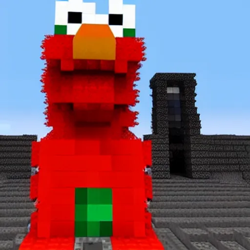 Prompt: elmo in minecraft