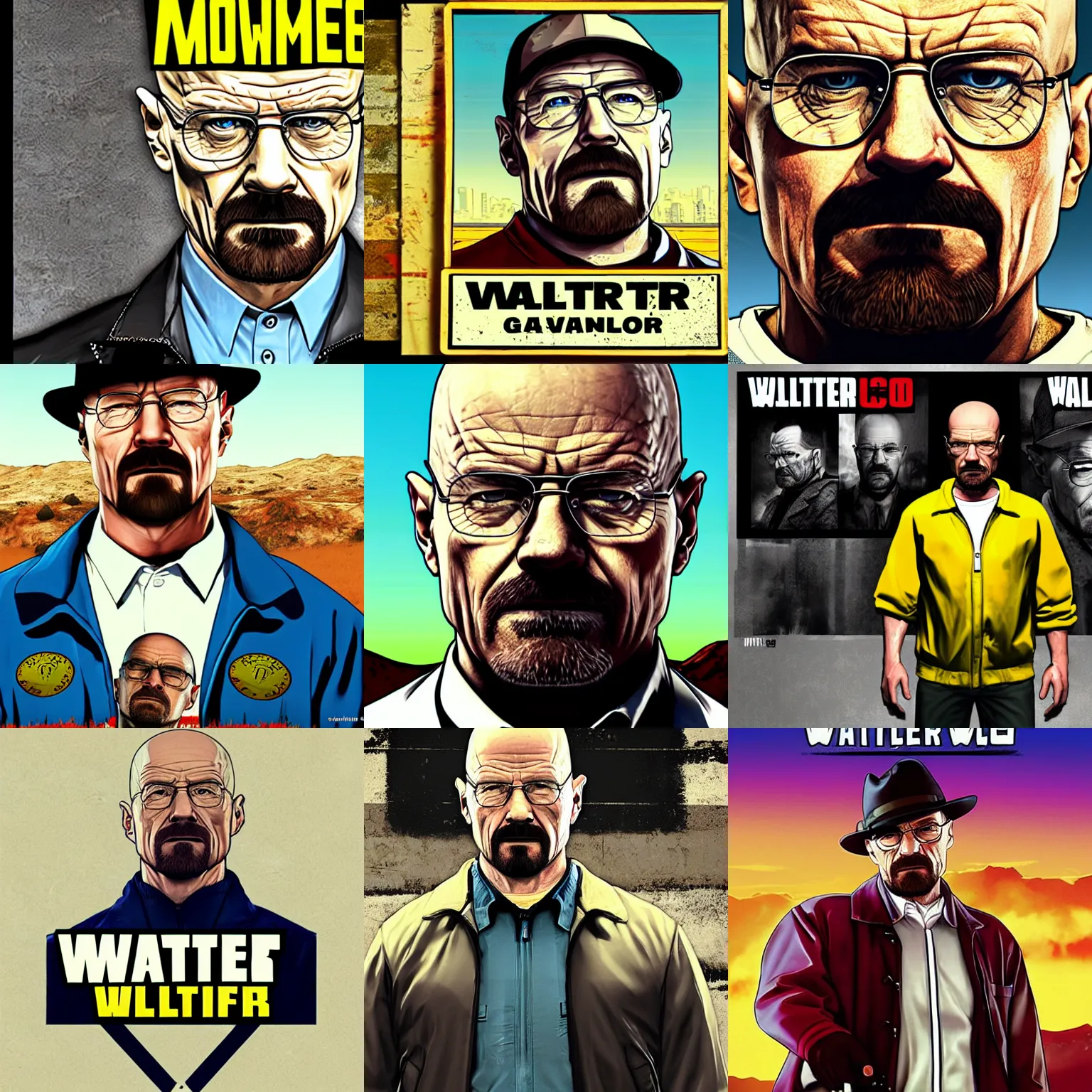 Prompt: walter white gta 5 poster