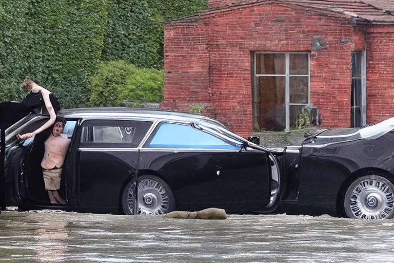 Image similar to stoned teenagers decided to drown Rolls-Royce