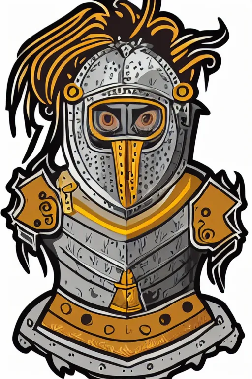 Image similar to Portrait of a lion in a medieval armor, knight, medieval, sticker, colorful, illustration, highly detailed, simple, smooth and clean vector curves, no jagged lines, vector art, smooth