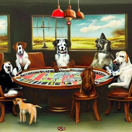 Image similar to Dogs playing poker during World War 3