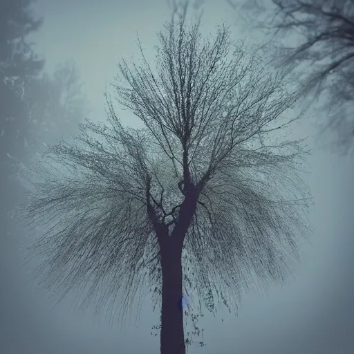 Prompt: forrest photograpgy of trees made from moustaches and hairs