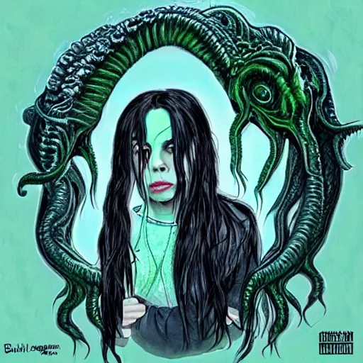 Image similar to billie eilish as a cthulhu