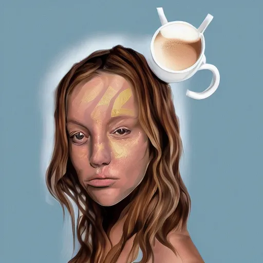 Image similar to half human half milk, digital art,