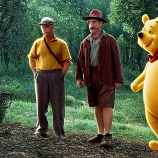 Image similar to winnie the pooh in the coen brothers film o brother where art thou