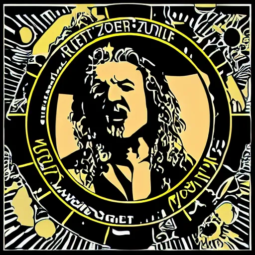 Image similar to robert plant from led zepelin singing, sticker - art, svg vector, adobe - illustrator