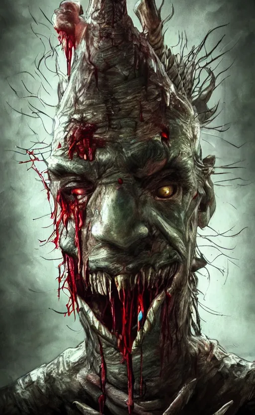 Prompt: photorealistic fantasy concept art of pinocchio as a monster, with bloody dripping down his face and mouth, dynamic lighting, cinematic, ultra detailed, stunning visuals, creative, trending on art station