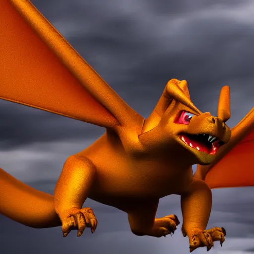 Image similar to charizard, flying in a stormy sky highly detailed, 4 k, hdr, smooth, sharp focus, high resolution, award - winning photo, boris valejo, photorealistic