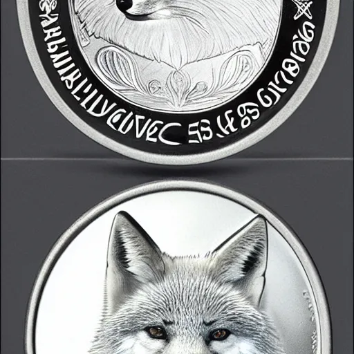 Image similar to a commemorative silver coin depicting a noble fox, today's featured numismatics photography 1 6 k