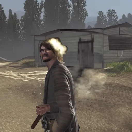 Image similar to john marston smoking!!!!!! a cigarette in san andreas