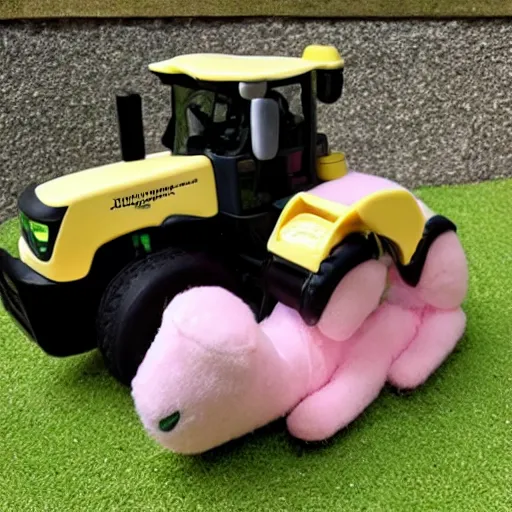 Image similar to a very soft persian pink plush john deere with pluche