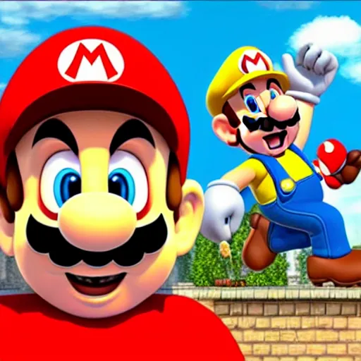 Image similar to super mario as carl johnson face