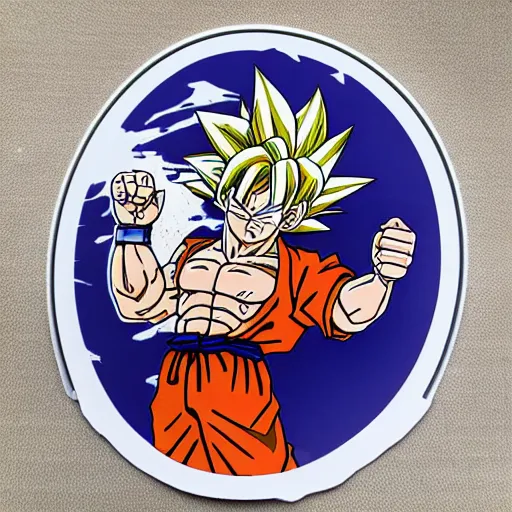 Image similar to die cut sticker, goku with a strawhat, splatter paint