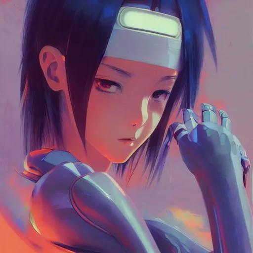 Image similar to anime robot | | very anime, realistic shaded robotic parts, fine details. anime. realistic shaded lighting poster by ilya kuvshinov katsuhiro otomo ghost - in - the - shell, magali villeneuve, artgerm, jeremy lipkin and michael garmash, rob rey and kentaro miura style, trending on art station