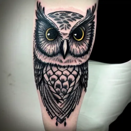 Image similar to owl with full - body tattoo