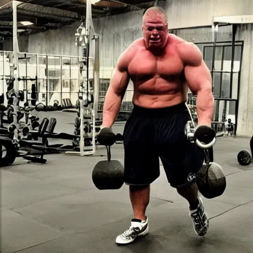 Image similar to Brock Lesnar working out in a trainyard, brock Lesnar workout in boxcar