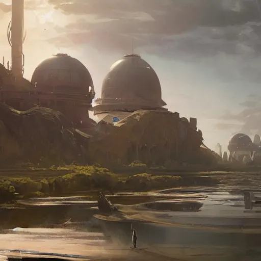 Image similar to star wars concept art of naboo by greg rutkowski, sharp foccus, cinematic ilumination, nostalgic atmosphere.