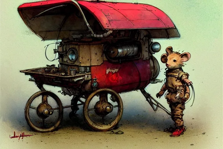 Image similar to adventurer ( ( ( ( ( 1 9 5 0 s retro future robot android mouse wagon store. muted colors. ) ) ) ) ) by jean baptiste monge!!!!!!!!!!!!!!!!!!!!!!!!! chrome red