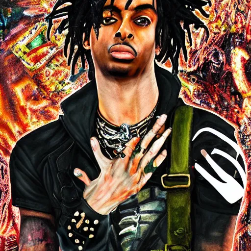 Image similar to playboi carti painted by abney park 4 k detailed super realistic