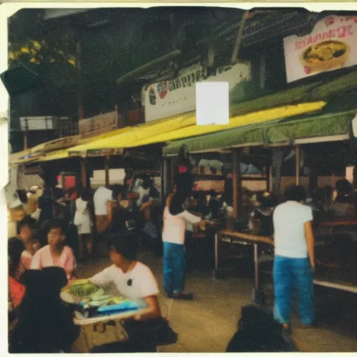 Image similar to a polaroid photo of a hawker centre