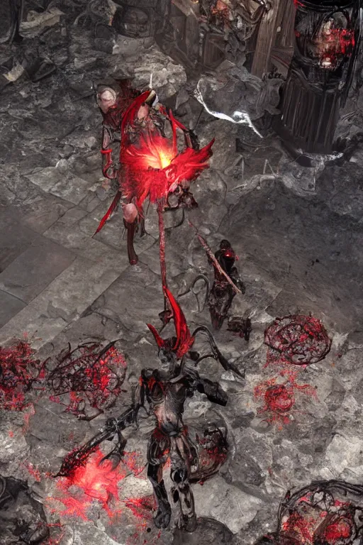 Image similar to Path of Exile, [Sirius], clear [[bronze]] face [mask], luminous red eyes, male image with [bronze] black bloody armor, sitting on the throne, inside the ruined gothic church, black shadows, red lasers, dark red bloody fog, black-grey smoky tornadoes fly around, [[blood]], Anachronism, painting, dark fantasy, steampunk, 4k, perfect quality,