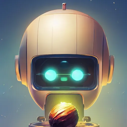 Image similar to Robot with an Onion for a head 4k video game icon design, 2d game fanart behance hd by Jesper Ejsing, by RHADS, Makoto Shinkai and Lois van baarle, ilya kuvshinov, rossdraws global illumination