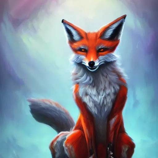 Image similar to A painting of a fantasy fox, Trending on artstation
