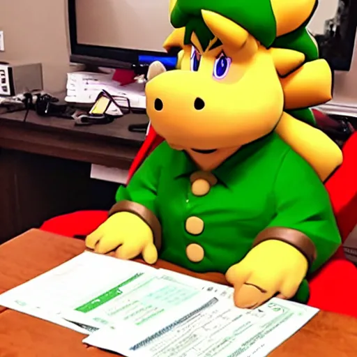 Image similar to bowser filing his taxes