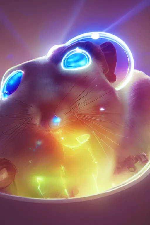 Prompt: cyborg hamster radiating a glowing aura global illumination ray tracing hdr fanart arstation by ian pesty and katarzyna da „ bek - chmiel