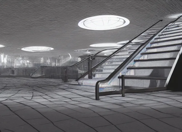 Image similar to the underground city of trantor, isaac asimov, many levels, moving sidewalks, automatic stairs, cinematic light, long shadows, reflections, unreal engine, photorealistic, zbrush, octane render,