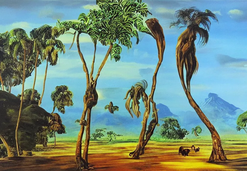 Prompt: sri lankan landscape, oil painting by salvador dali,