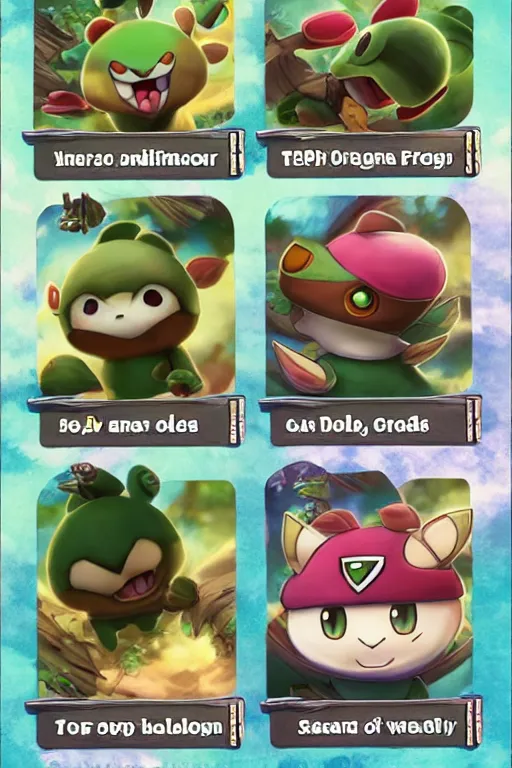 Image similar to teemo, a pokemon trading card of teemo, highly detailed pokemon trading card screenshot