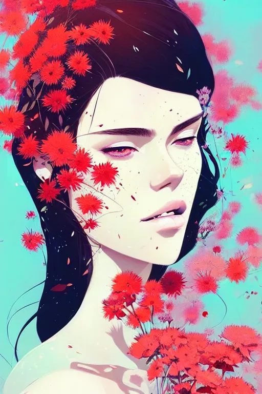 Image similar to a ultradetailed beautiful panting of a stylish woman surrounded by flowers, by conrad roset, greg rutkowski and makoto shinkai, trending on artstation