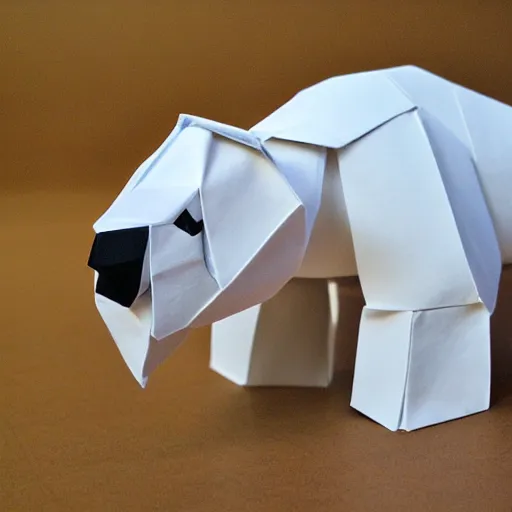 Image similar to polarbear made of origami, diorama