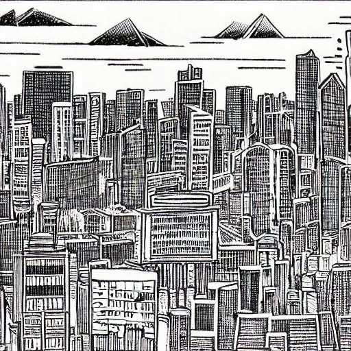 Image similar to a city by q hayashida, highly detailed, cityscape, professionally drawn