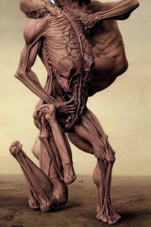 Image similar to human calf and tibia artists anatomy in the style of wayne barlowe, gustav moreau, goward, bussiere, roberto ferri, santiago caruso, luis ricardo falero, dali