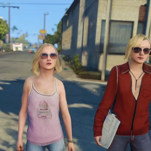 Image similar to Dakota Fanning and her sister in GTA 5.