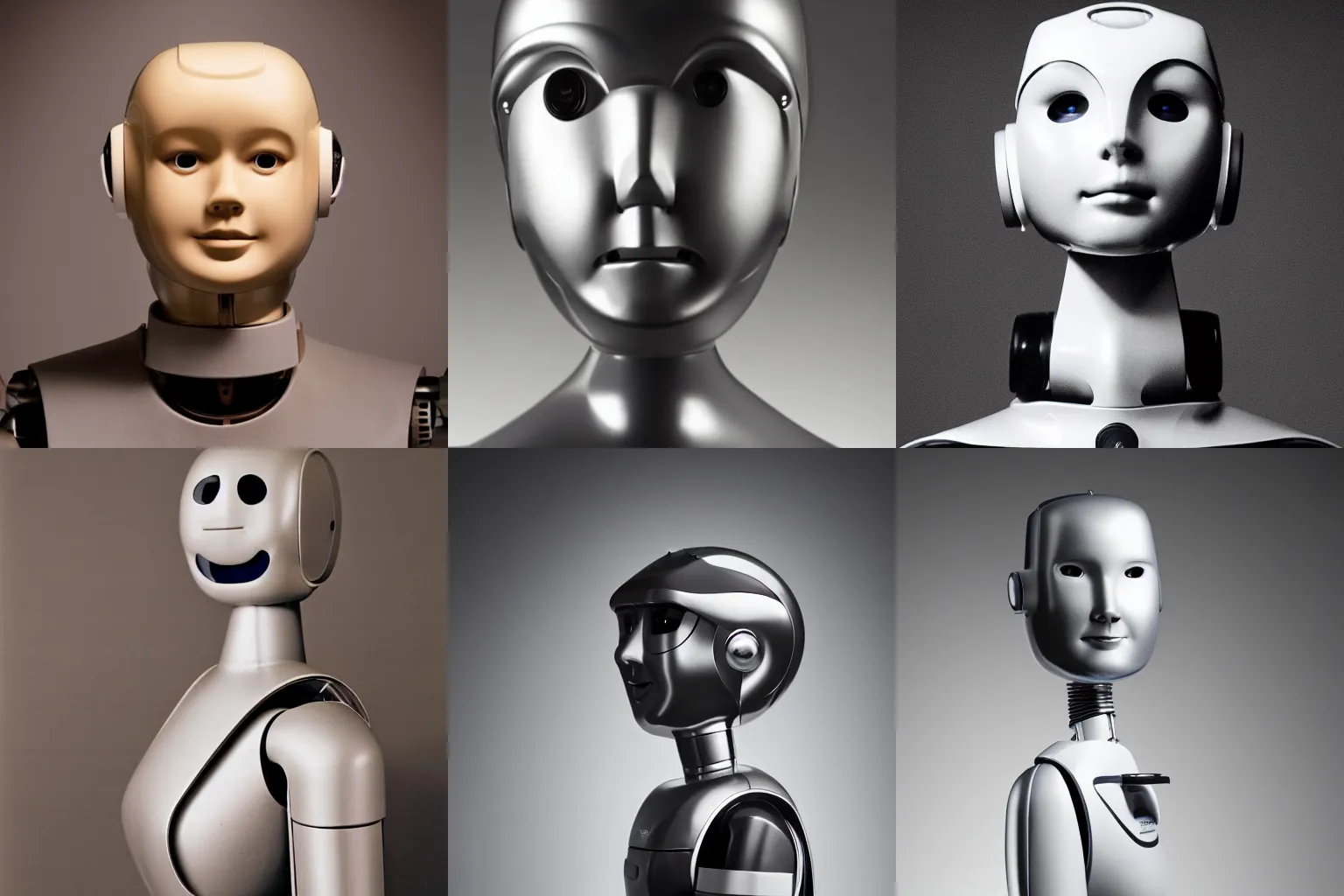 Prompt: A modernist humanoid robot by Deiter Rams for Braun, 1960s, product shot, portrait, studio lighting