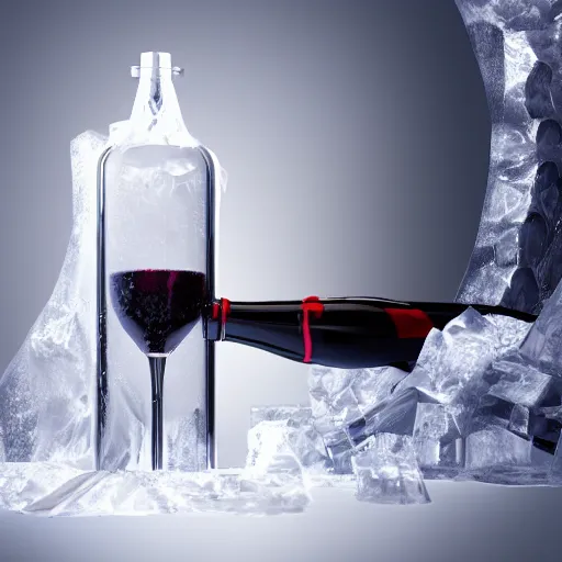 Prompt: wine bottle in ice gift box, highly detailed, concept art, realistic, octane render, unreal engine, up close shot