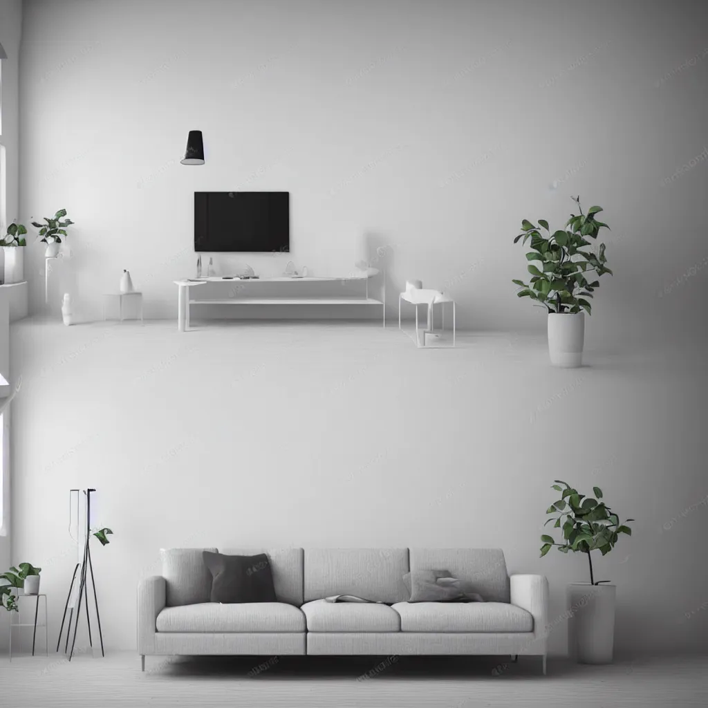 Image similar to modern interior in scandinavian style, white walls, sofa, 3 d render, 3 dsmax