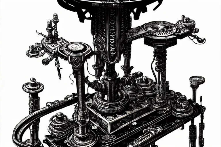 Prompt: a majestic steampunk table legs, high details, bold line art, by vincent di fate and joe fenton, inking, etching, screen print, masterpiece, trending on artstation, sharp, high contrast, hyper - detailed,, hd, 4 k, 8 k