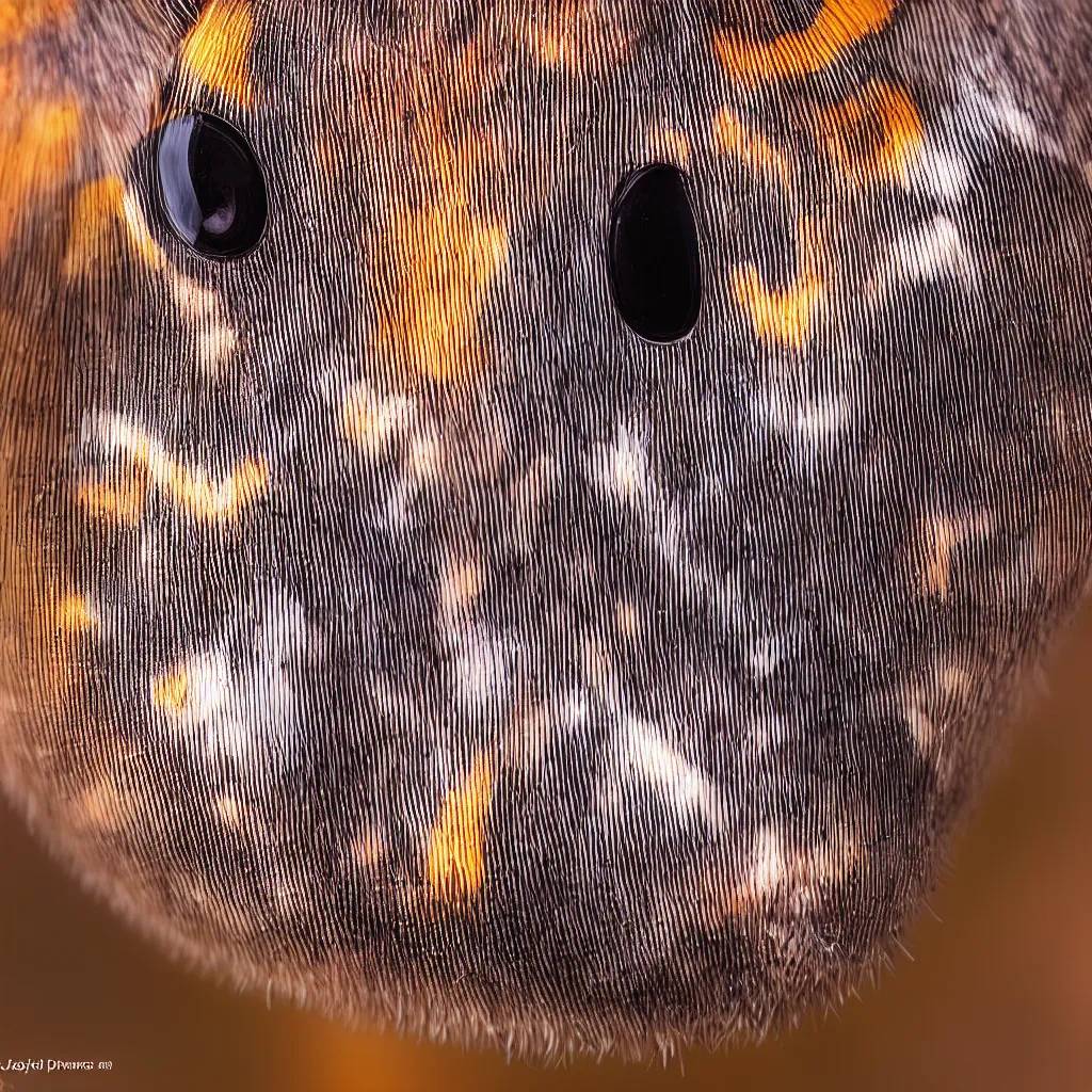 Image similar to a perfect symmetrical macrophoto of the face of a vespa bellutina, 7 0 mm macro lens, soft flash light