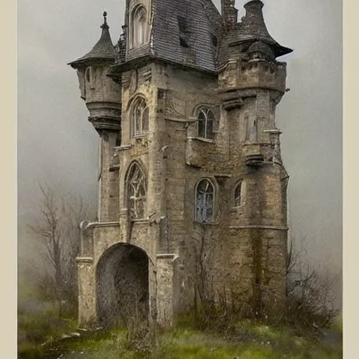 Image similar to (((((((Gothic revival castle gatehouse))))))) . muted colors. by Jean-Baptiste Monge !!!!!!!!!!!!!!!!!!!!!!!!!!!!!!!!!!!!!!!! ((((((((((((((((((watercolor sketch))))))))))))))))))