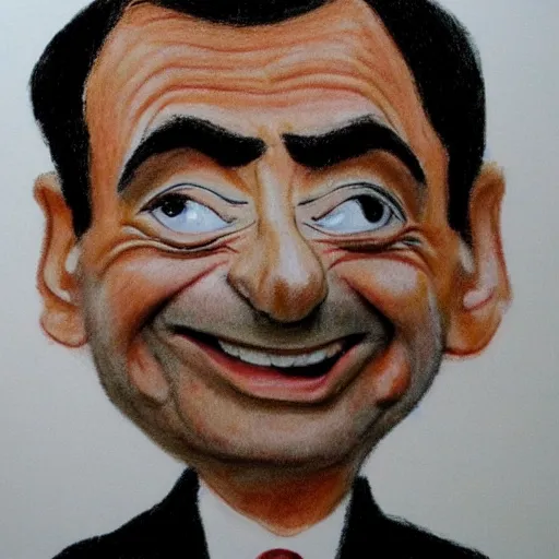 Image similar to mr bean drawn by a five year old, crayon