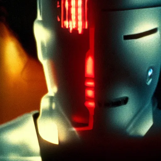 Image similar to movie still of a cyborg, cinematic composition, cinematic light, by edgar wright and david lynch