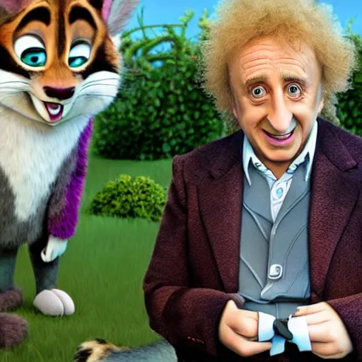 Image similar to gene wilder as a zootopia character