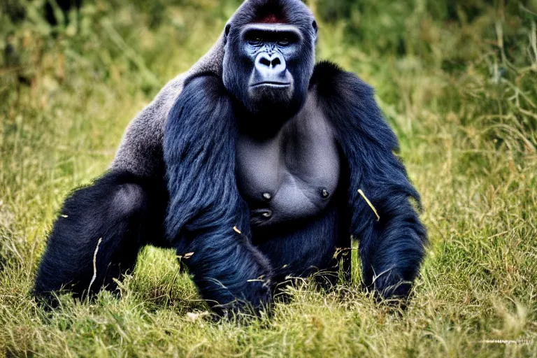 Image similar to a gorilla bear!!! hybrid! hyper realistic!! realistic lighting!! wildlife photographer of the year!!! bold natural colors, national geographic, hd, wide angle, 8 k